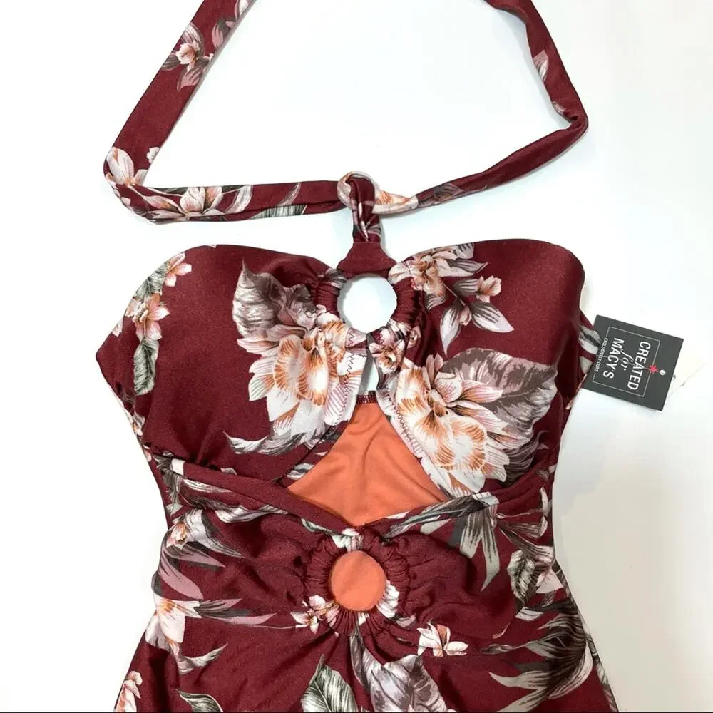 Bar III flora cut out halter onepiece swimsuit XS